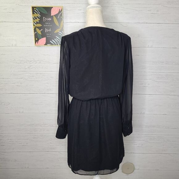 BCBGeneration Black Dress Longsleeve V-Neck Size Small - Picture 2 of 11